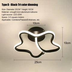 Modern Flower Semi-Flush Mount Ceiling Light Black White Gold