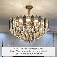 Crystal Waterfall Pendant Lighting Fixture with Gold Faceted Accents