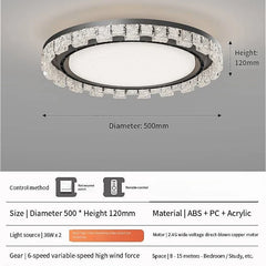 Ceiling light fixture with dimensions and features on a gray background