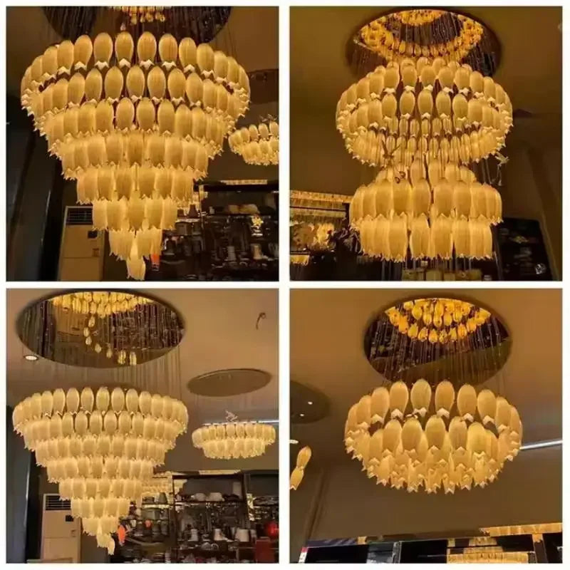 Collage of a large chandelier in various angles