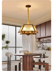 Brushed Gold Floral Pendant Light with Frosted Glass
