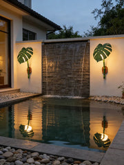 Green Leaf Bamboo Wall Sconce Outdoor Waterproof