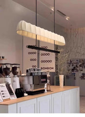 Fabric Tube Pendant Light Warm Diffused Glow, Minimalist Bar Fixture