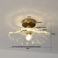 Ceiling light fixture with measurements and component labels on a neutral background