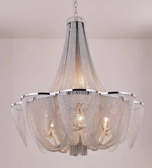 Chandelier with mesh design on a plain background