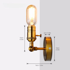 Gold Industrial Adjustable Folding Wall Sconce Exposed Bulb Design