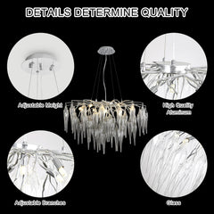 Chandelier with features highlighted on a black background