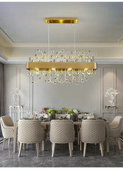 Gold Crystal Ring Chandelier with Colorful Accents