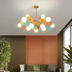Gold Starburst Branch Chandelier with Globe Shades
