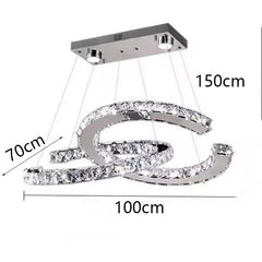 Chandelier with dimensions labeled on a white background