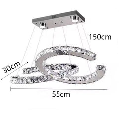 Chandelier with dimensions labeled on a white background