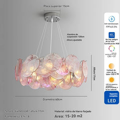 Pink Round Crystal Chandelier Semi-Flush Ceiling Light
