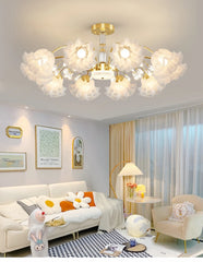 Gold Floral Semi-Flush Ceiling Light Chandelier Fixture