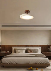Natural Stone and Wood Semi-Flush Mount Ceiling Light Fixture
