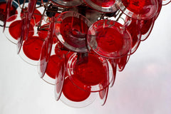 Red Glass Cascading Chandelier Tiered Pendant Light