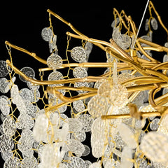 Gold Chandelier with Cascading Textured Glass Disc Accents