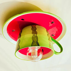 Watermelon Slice Ceramic Cup Flush Mount Ceiling Light Fixture