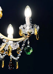 Gold Crystal Floral Chandelier Hanging Pendant Light