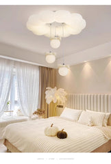 White Cloud Semi-Flush Ceiling Light with Pink Butterflies