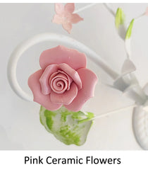 White Rose Bud Wall Sconce with Frosted Glass Bell Shade