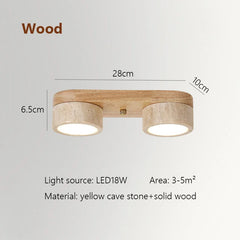 Natural Stone and Wood Linear Flush Mount Light Fixture