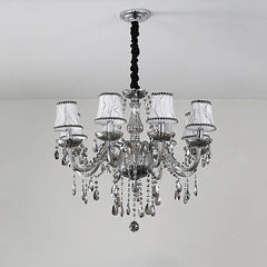 Smoke Gray Multi-Arm Crystal Chandelier for Living Room