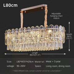 Gold Crystal Tiered Waterfall Pendant Light with Leaf Accents