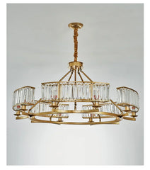 Gold Crystal Ring Tiered Chandelier Pendant Light