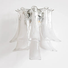 Chrome Finish Petal Glass Sconce with Pink Frosted Bell Shades