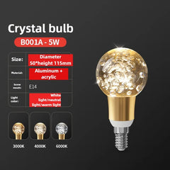 Acrylic Crystal LED Globe Bulb, 2700K–6500K E27