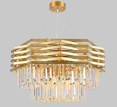 Gold Tiered Crystal Chandelier Hanging Pendant Light