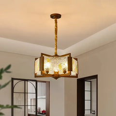 Brushed Gold Floral Pendant Light with Frosted Glass