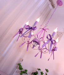 Purple Bow Pearl Accents Candle Wall Sconce Light Fixture Light