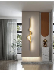 Modern Gold Finish Wave Sconce with Minimalist Metal Frame
