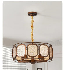 Brushed Gold Floral Pendant Light with Frosted Glass