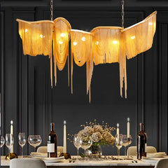 Gold Aluminum Chain Tassel Pendant Light Modern Dining Room Chandelier