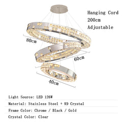 Chandelier with dimensions and specifications on a white background