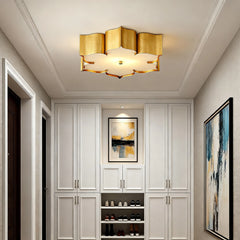 Gold Petal Wave Semi-Flush Mount Ceiling Light Fixture Warm Brass