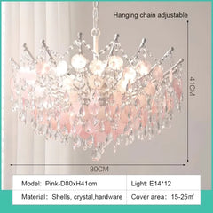 Gold Crystal Cascade Chandelier with Shell Accents