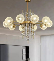 Modern chandelier with glass bulbs in a room setting