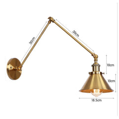 Brushed Gold Cone Shade Adjustable Wall Sconce Hanging Ceiling Light