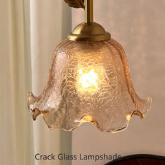 Gold Ceramic Flower Pendant Light with Glass Shade