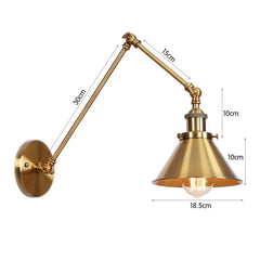 Brushed Gold Cone Shade Adjustable Wall Sconce Hanging Ceiling Light