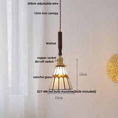 Pendant light with labeled parts on a neutral background