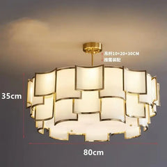Tiered Square Frosted Glass and Gold Metal Chandelier Pendant Light