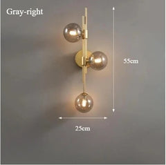 Modern Gold Brass Sconce with Three Frosted Globe Shades