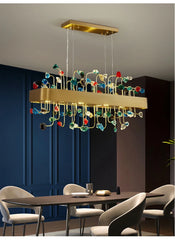 Gold Crystal Ring Chandelier with Colorful Accents