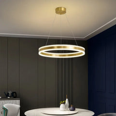 Modern Gold Ring LED Pendant Light with Integrated Illumination