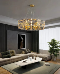 Gold Frame Geometric Crystal Chandelier Pendant Light Fixture