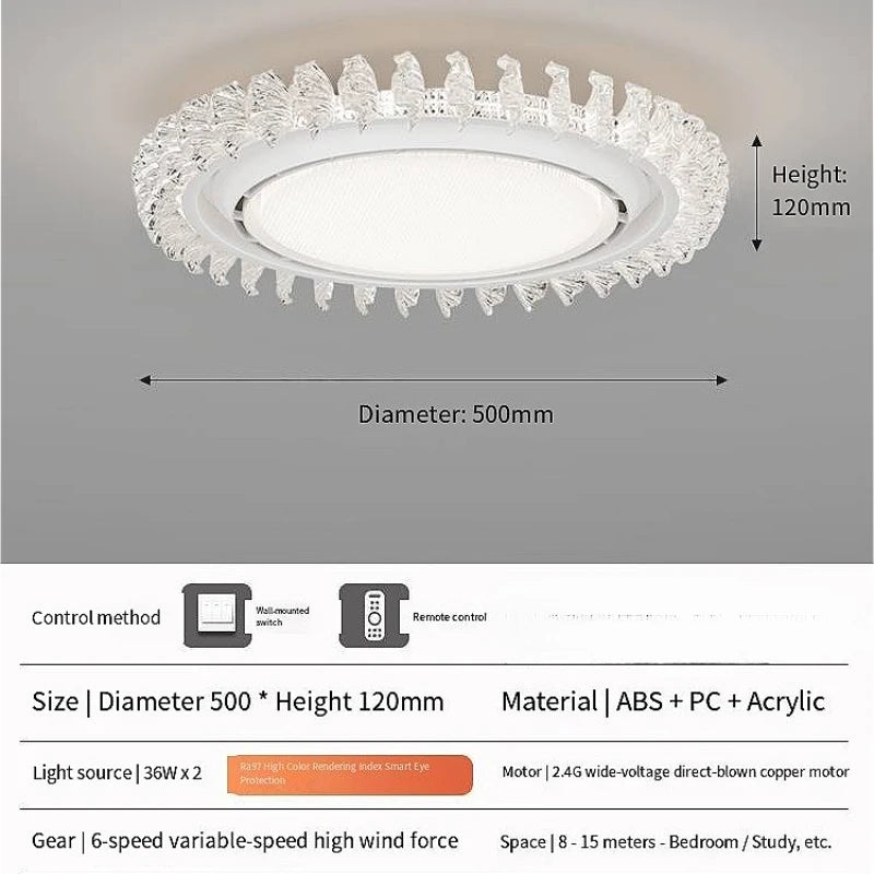 Ceiling light fixture with dimensions and features on a gray background